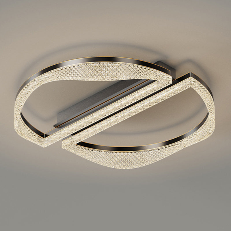 Contemporary Luxury Geometric Round Aluminum Acrylic Shade LED Flush Mount Ceiling Light For Living Room