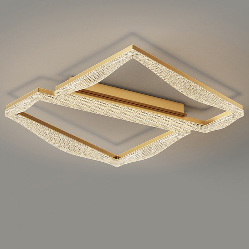 Contemporary Luxury Geometric Round Aluminum Acrylic Shade LED Flush Mount Ceiling Light For Living Room