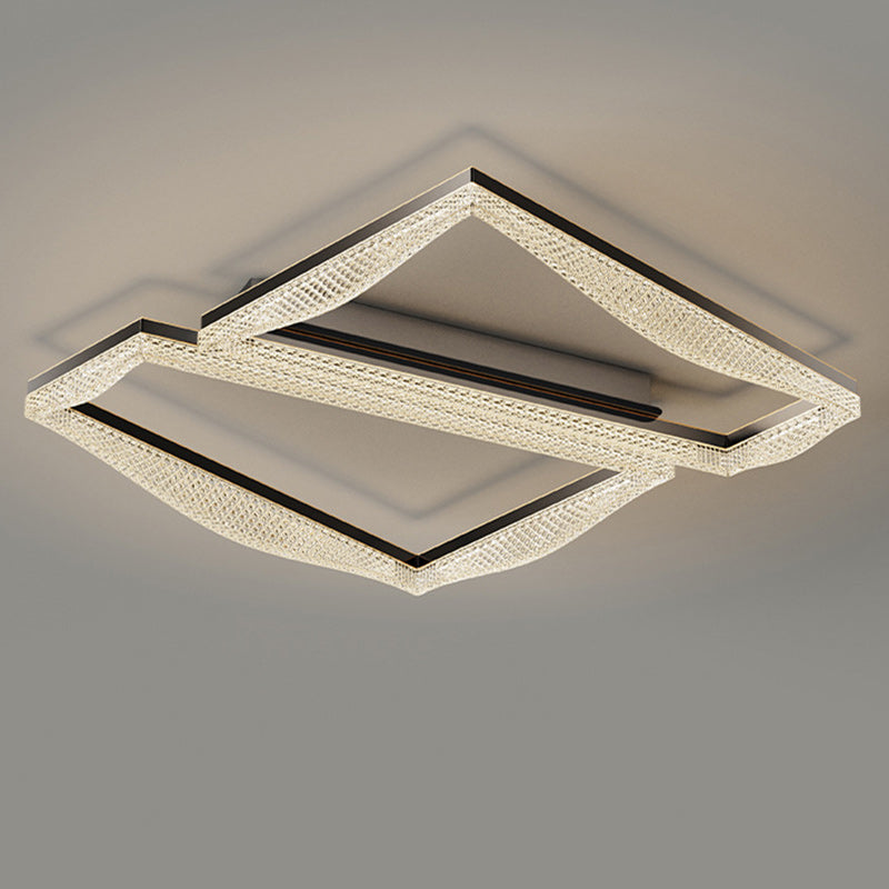 Contemporary Luxury Geometric Round Aluminum Acrylic Shade LED Flush Mount Ceiling Light For Living Room