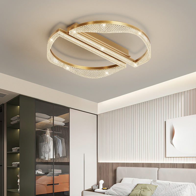 Contemporary Luxury Geometric Round Aluminum Acrylic Shade LED Flush Mount Ceiling Light For Living Room
