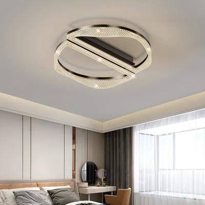 Contemporary Luxury Geometric Round Aluminum Acrylic Shade LED Flush Mount Ceiling Light For Living Room