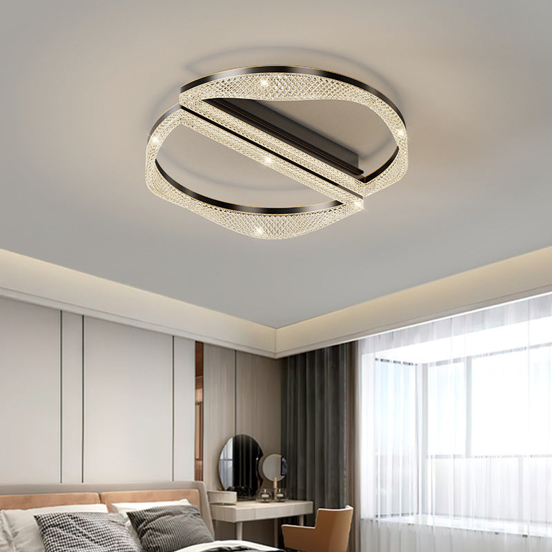 Contemporary Luxury Geometric Round Aluminum Acrylic Shade LED Flush Mount Ceiling Light For Living Room