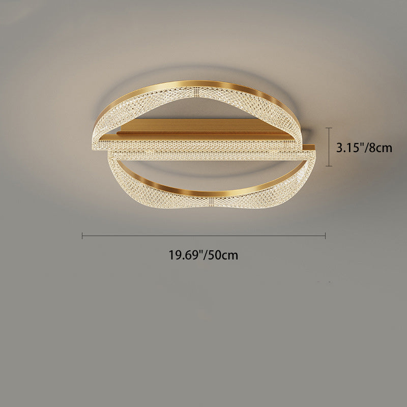 Contemporary Luxury Geometric Round Aluminum Acrylic Shade LED Flush Mount Ceiling Light For Living Room