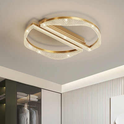 Contemporary Luxury Geometric Round Aluminum Acrylic Shade LED Flush Mount Ceiling Light For Living Room