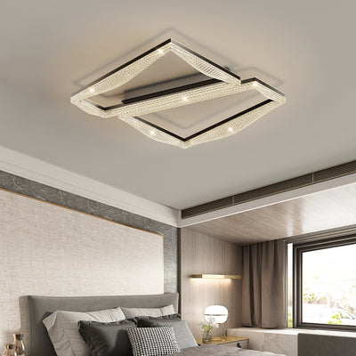 Contemporary Luxury Geometric Round Aluminum Acrylic Shade LED Flush Mount Ceiling Light For Living Room