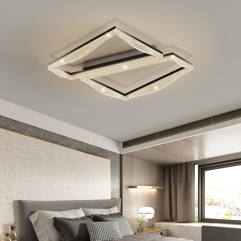 Contemporary Luxury Geometric Round Aluminum Acrylic Shade LED Flush Mount Ceiling Light For Living Room