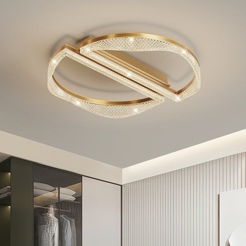 Contemporary Luxury Geometric Round Aluminum Acrylic Shade LED Flush Mount Ceiling Light For Living Room