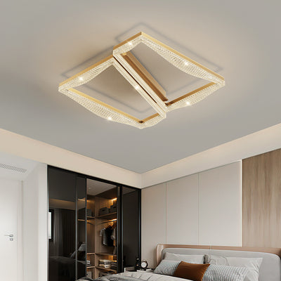 Contemporary Luxury Geometric Round Aluminum Acrylic Shade LED Flush Mount Ceiling Light For Living Room