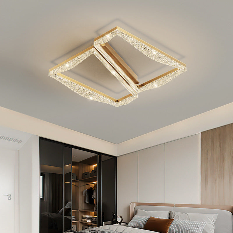 Contemporary Luxury Geometric Round Aluminum Acrylic Shade LED Flush Mount Ceiling Light For Living Room