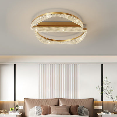 Contemporary Luxury Geometric Round Aluminum Acrylic Shade LED Flush Mount Ceiling Light For Living Room