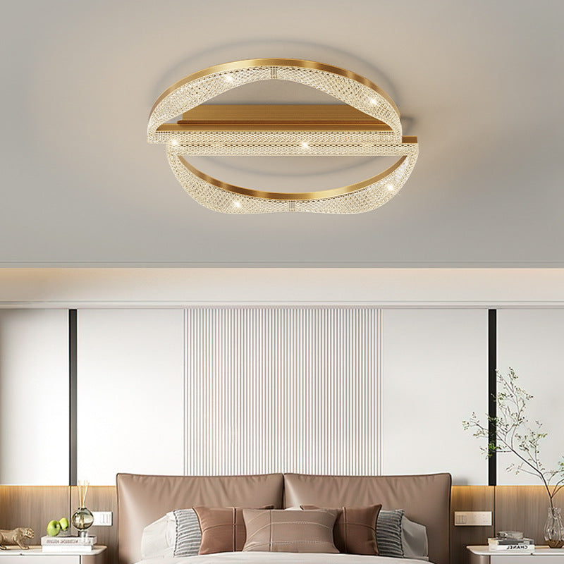 Contemporary Luxury Geometric Round Aluminum Acrylic Shade LED Flush Mount Ceiling Light For Living Room