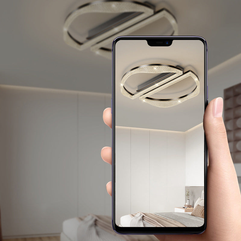 Contemporary Luxury Geometric Round Aluminum Acrylic Shade LED Flush Mount Ceiling Light For Living Room