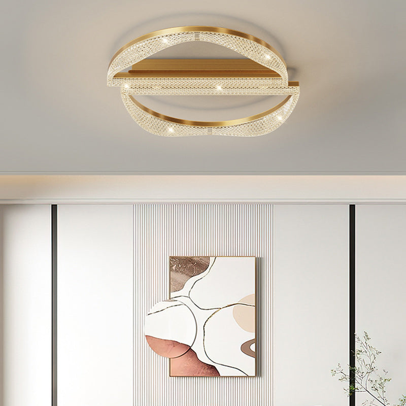 Contemporary Luxury Geometric Round Aluminum Acrylic Shade LED Flush Mount Ceiling Light For Living Room