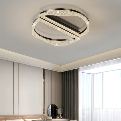 Contemporary Luxury Geometric Round Aluminum Acrylic Shade LED Flush Mount Ceiling Light For Living Room