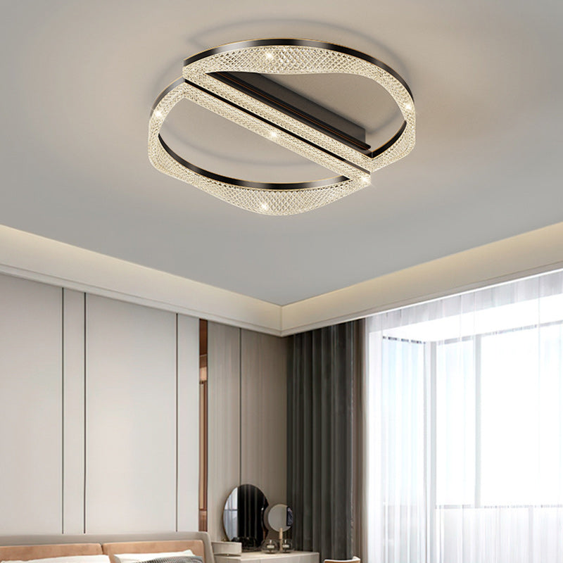 Contemporary Luxury Geometric Round Aluminum Acrylic Shade LED Flush Mount Ceiling Light For Living Room