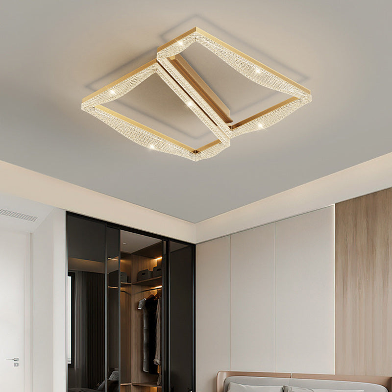 Contemporary Luxury Geometric Round Aluminum Acrylic Shade LED Flush Mount Ceiling Light For Living Room
