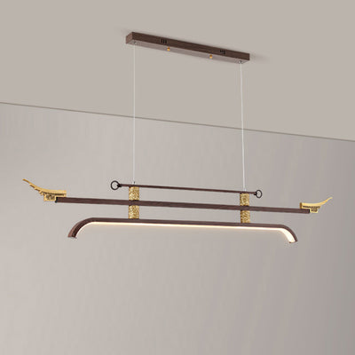 Traditional Chinese Cloud Carving Resin Decorative Iron Linear LED Island Light Pendant Light For Living Room
