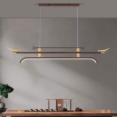 Traditional Chinese Cloud Carving Resin Decorative Iron Linear LED Island Light Pendant Light For Living Room