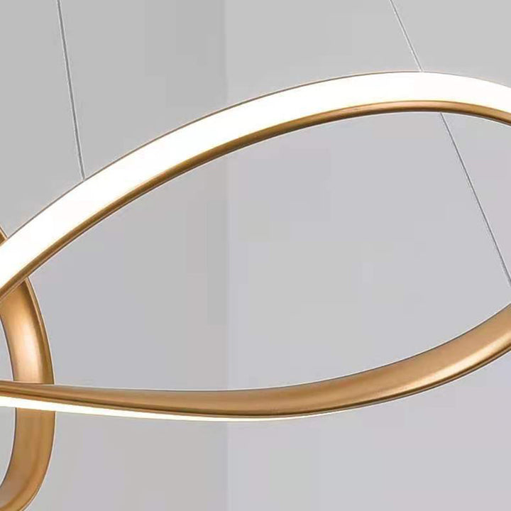 Lustre suspendu à LED en aluminium courbé créatif contemporain pour salon 