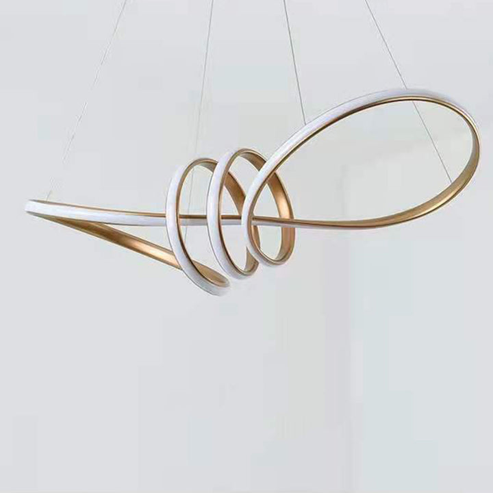 Lustre suspendu à LED en aluminium courbé créatif contemporain pour salon 