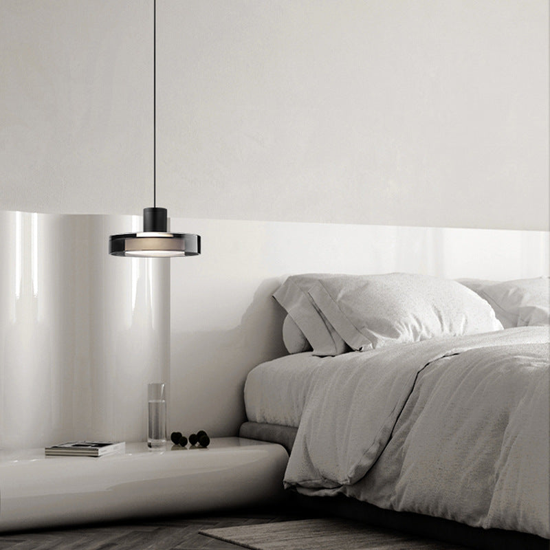 Contemporain Scandinave Acier Inoxydable Cylindre Acrylique Suspension LED Pour Salon 