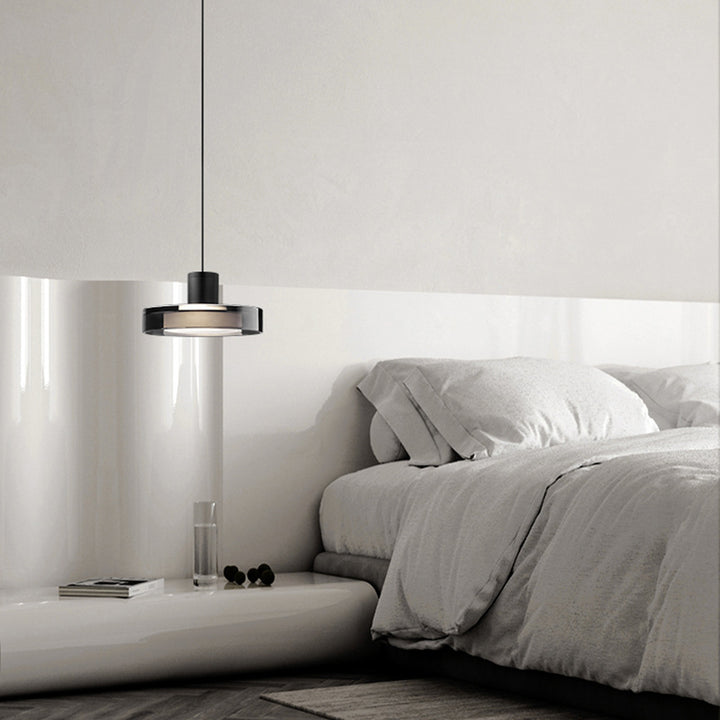 Contemporain Scandinave Acier Inoxydable Cylindre Acrylique Suspension LED Pour Salon 