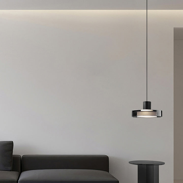 Contemporain Scandinave Acier Inoxydable Cylindre Acrylique Suspension LED Pour Salon 