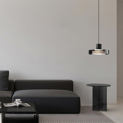 Contemporary Scandinavian Stainless Steel Acrylic Cylinder LED Pendant Light For Living Room