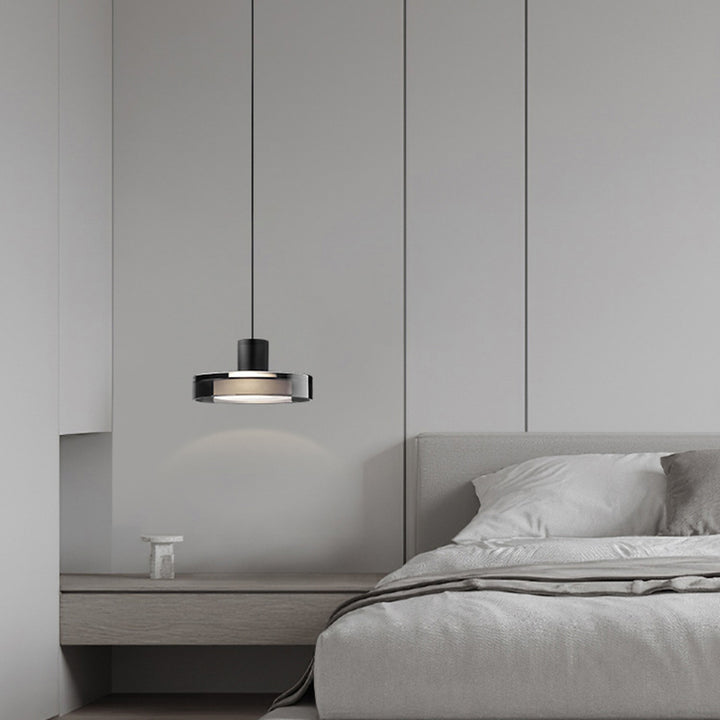Contemporain Scandinave Acier Inoxydable Cylindre Acrylique Suspension LED Pour Salon 