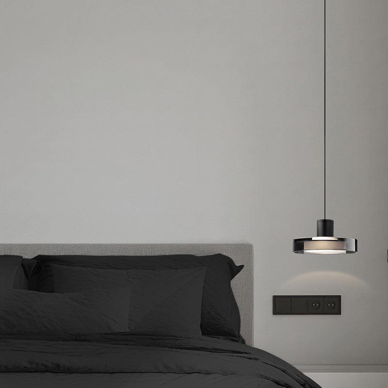 Contemporain Scandinave Acier Inoxydable Cylindre Acrylique Suspension LED Pour Salon 