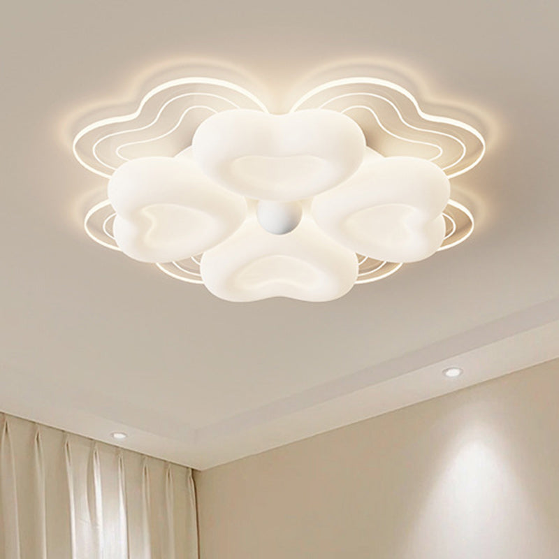Plafonnier LED en fer avec abat-jour en acrylique pétale créatif contemporain pour salon 