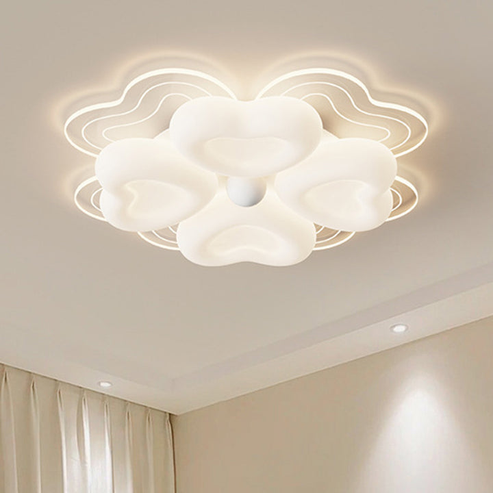 Plafonnier LED en fer avec abat-jour en acrylique pétale créatif contemporain pour salon 