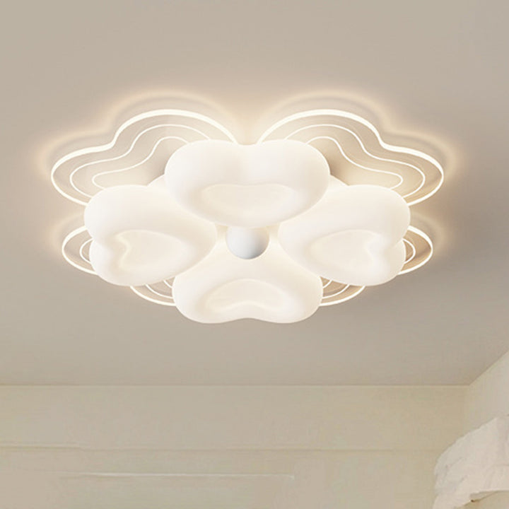Plafonnier LED en fer avec abat-jour en acrylique pétale créatif contemporain pour salon 