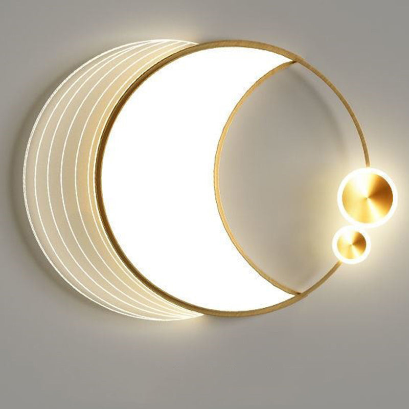 Contemporary Creative Star Moon Elliptical Acrylic Shade LED Flush Mount Ceiling Light For Living Room