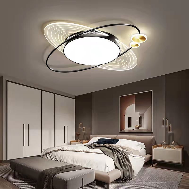ضوء السقف المثبت بتقنية LED مع غطاء أكريليك بيضاوي عصري وإبداعي على شكل نجمة وقمر لغرفة المعيشة 
