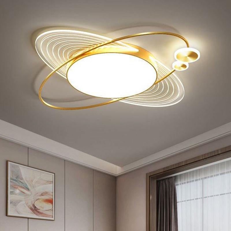 Contemporary Creative Star Moon Elliptical Acrylic Shade LED Flush Mount Ceiling Light For Living Room