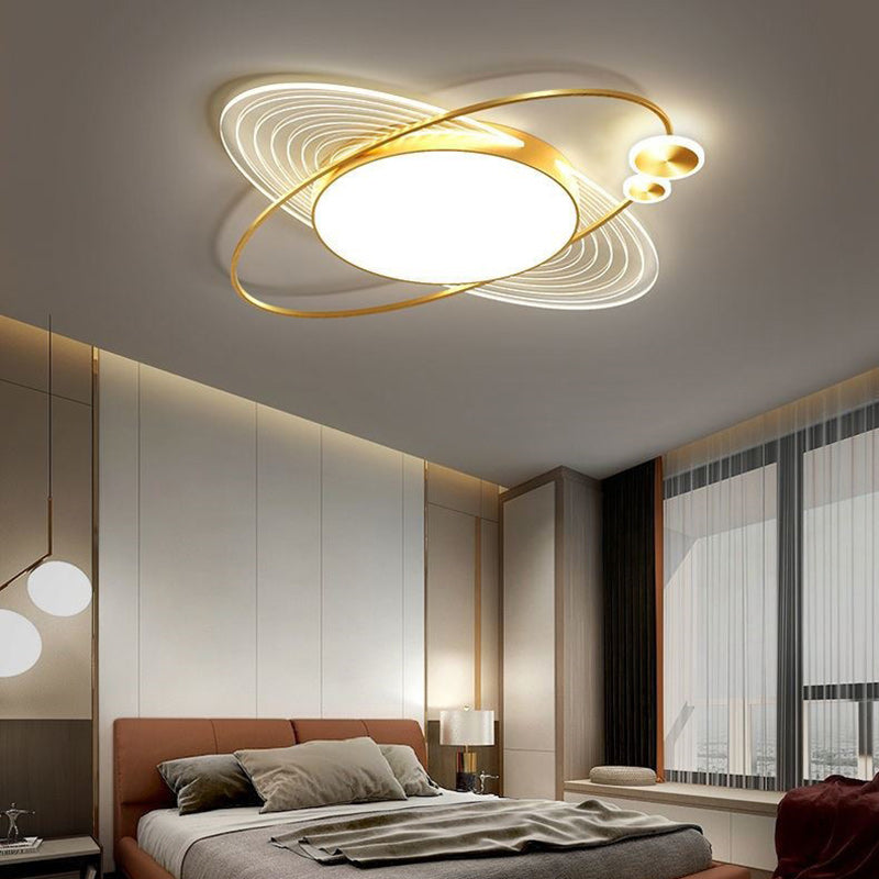 Contemporary Creative Star Moon Elliptical Acrylic Shade LED Flush Mount Ceiling Light For Living Room
