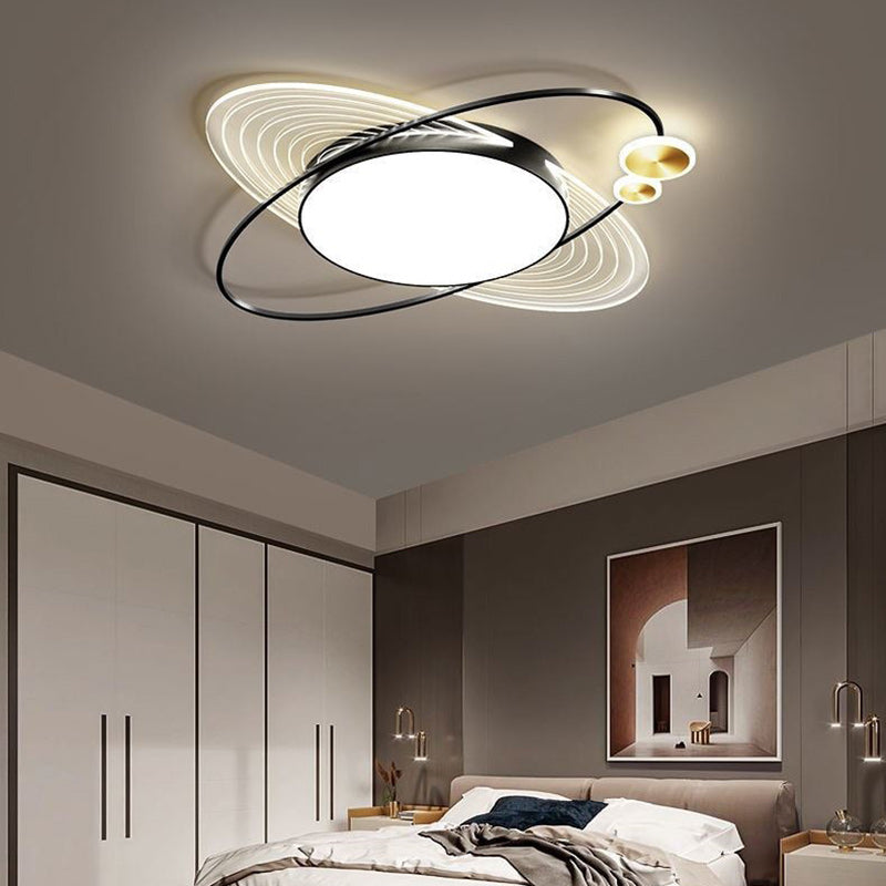 Contemporary Creative Star Moon Elliptical Acrylic Shade LED Flush Mount Ceiling Light For Living Room