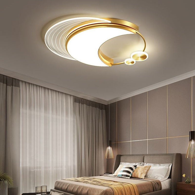 Contemporary Creative Star Moon Elliptical Acrylic Shade LED Flush Mount Ceiling Light For Living Room