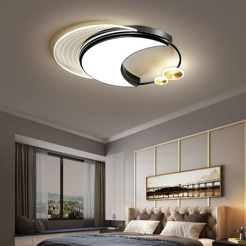 Contemporary Creative Star Moon Elliptical Acrylic Shade LED Flush Mount Ceiling Light For Living Room