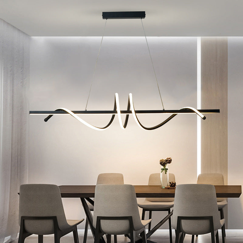 Modern Minimalist Iron Spiral Winding Silicone Linear LED Island Light Pendant Light For Living Room