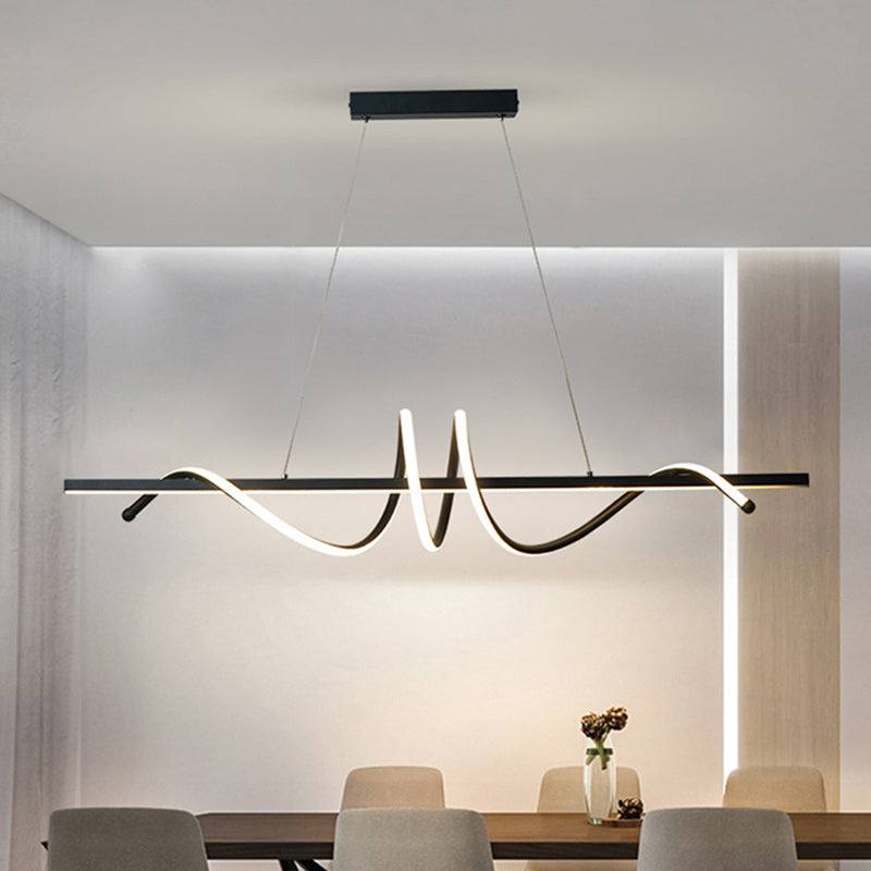 Modern Minimalist Iron Spiral Winding Silicone Linear LED Island Light Pendant Light For Living Room
