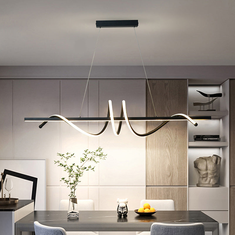 Modern Minimalist Iron Spiral Winding Silicone Linear LED Island Light Pendant Light For Living Room