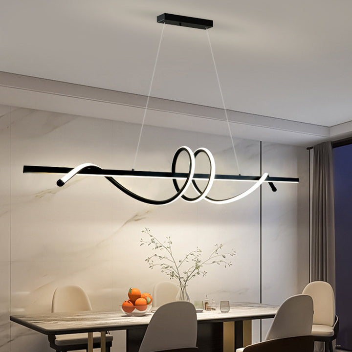 Modern Minimalist Iron Spiral Winding Silicone Linear LED Island Light Pendant Light For Living Room