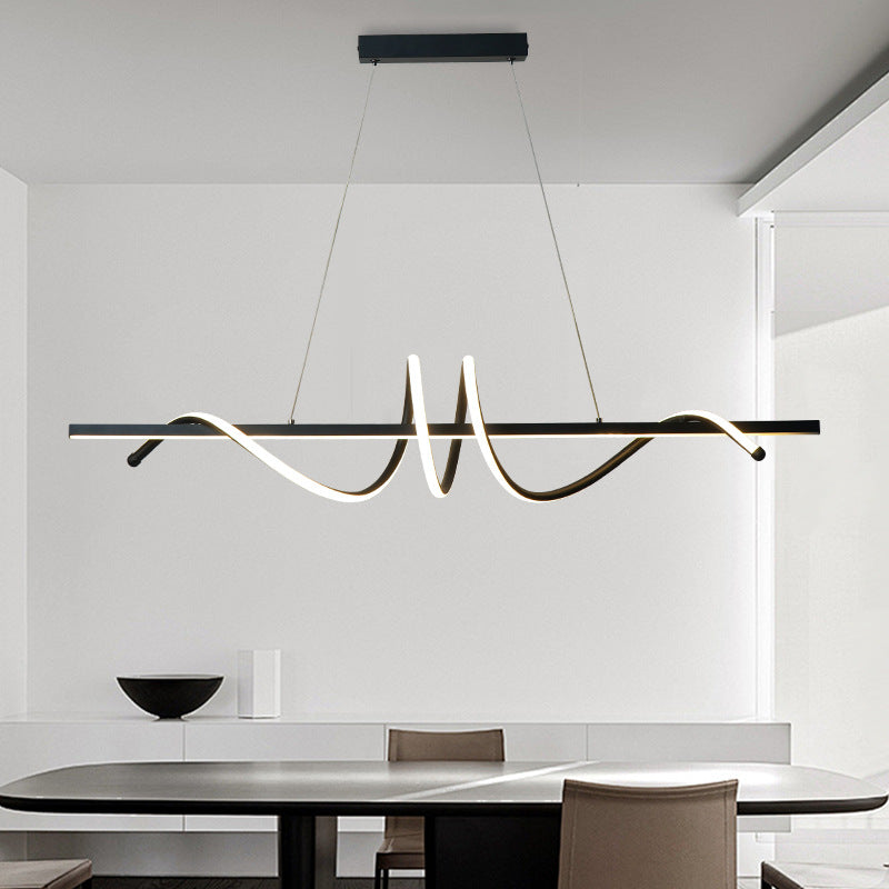 Modern Minimalist Iron Spiral Winding Silicone Linear LED Island Light Pendant Light For Living Room
