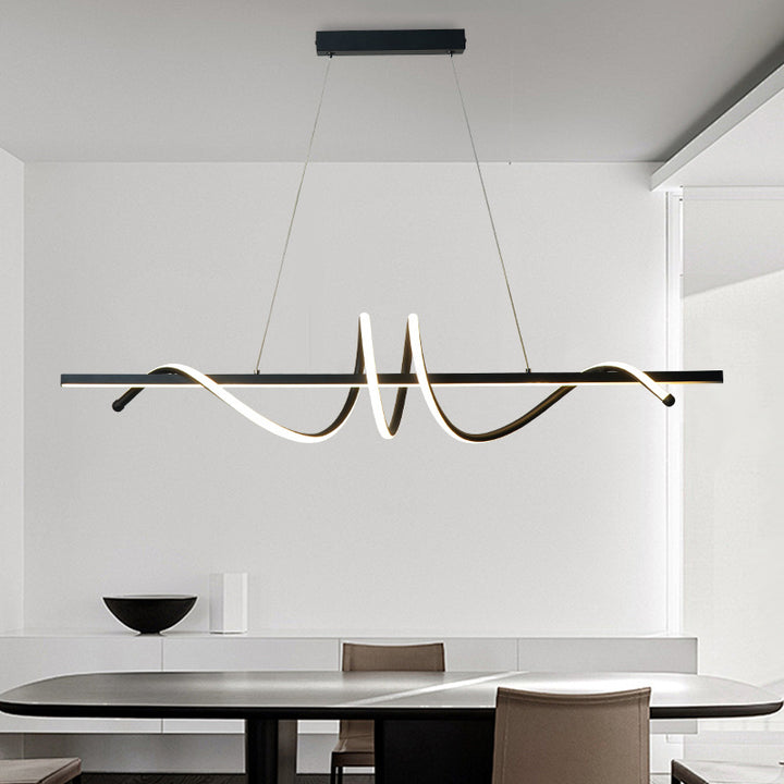 Modern Minimalist Iron Spiral Winding Silicone Linear LED Island Light Pendant Light For Living Room