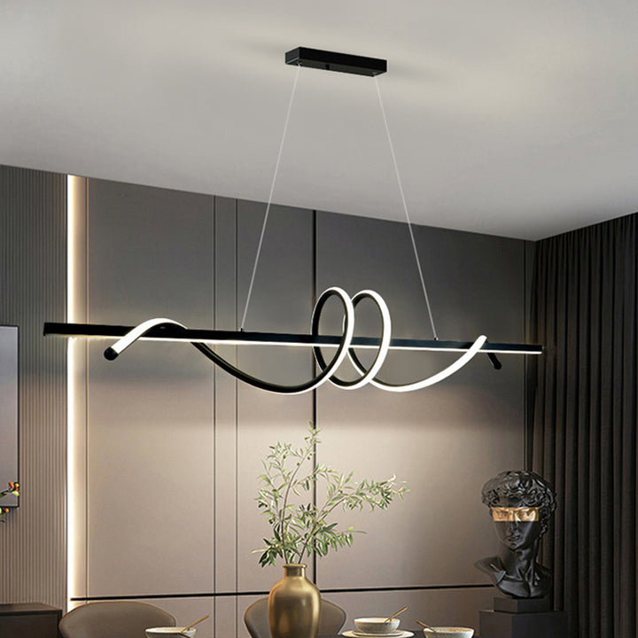 Modern Minimalist Iron Spiral Winding Silicone Linear LED Island Light Pendant Light For Living Room