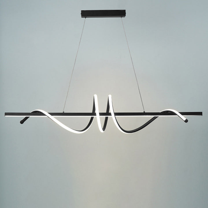 Modern Minimalist Iron Spiral Winding Silicone Linear LED Island Light Pendant Light For Living Room