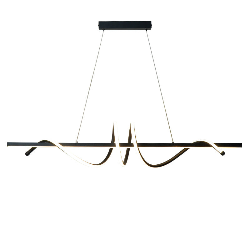 Modern Minimalist Iron Spiral Winding Silicone Linear LED Island Light Pendant Light For Living Room