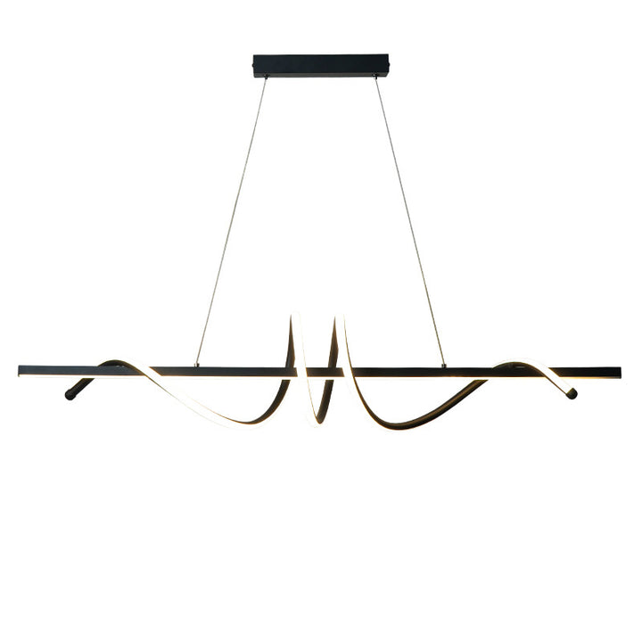 Modern Minimalist Iron Spiral Winding Silicone Linear LED Island Light Pendant Light For Living Room